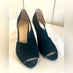 BOTKIER black suede leather heels ADELIA 7.5M open toe open side